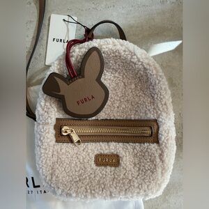 NWT Furla Shearling Micro Backpack Crossbody – Talco H (Cream)